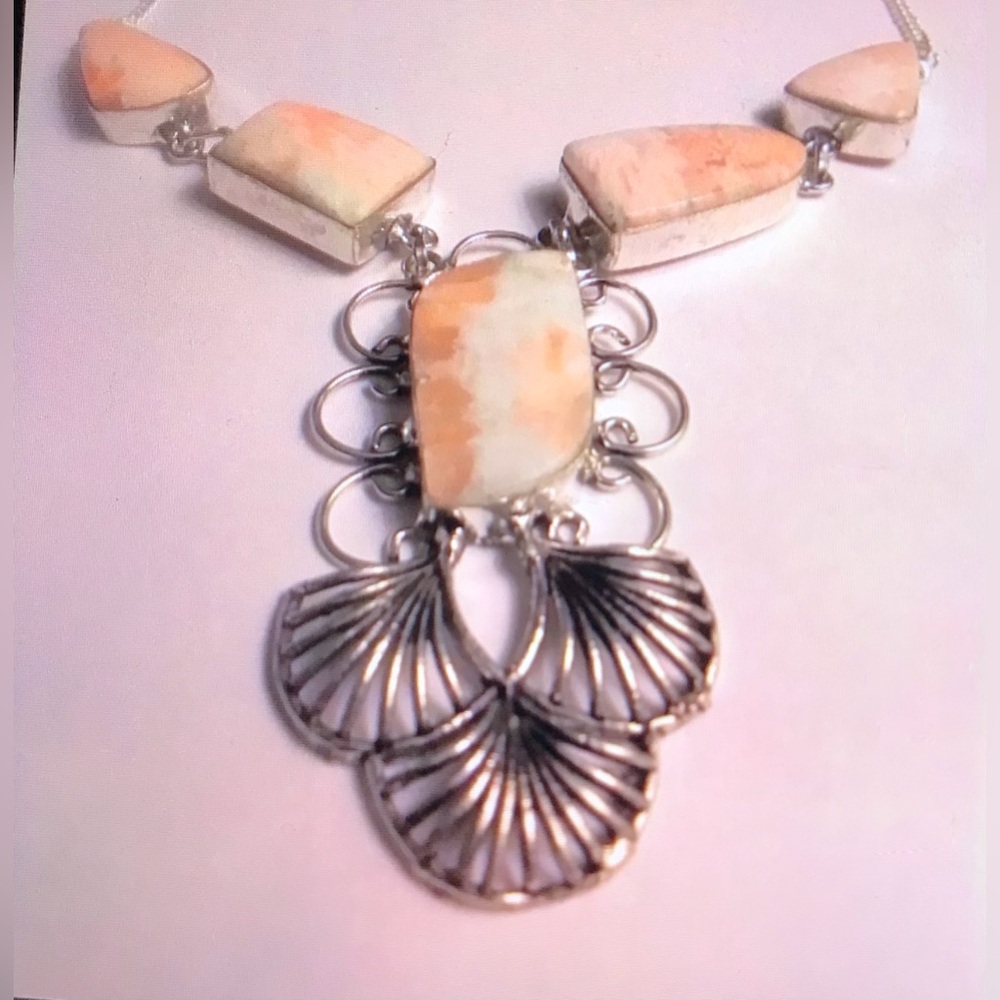 Scolecite Stamped 925 Sterling Silver Necklace